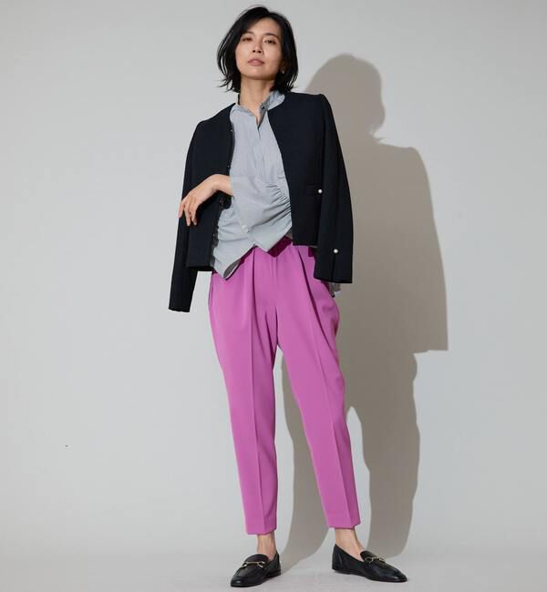 TIARA「パールアクセントツイードジャケット」|ノーカラージャケット|ブラック