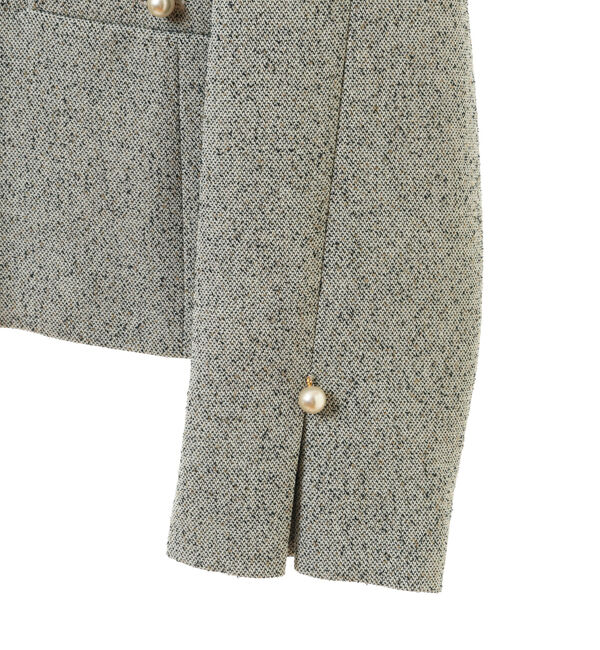TIARA「パールアクセントツイードジャケット」|ノーカラージャケット|