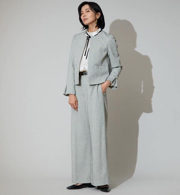 TIARA「パールアクセントツイードジャケット」|ノーカラージャケット|