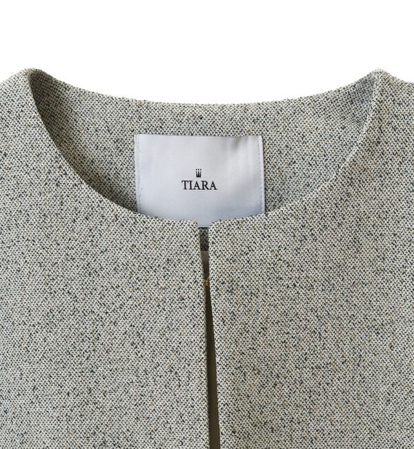 TIARA「パールアクセントツイードジャケット」|ノーカラージャケット|