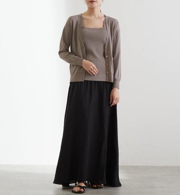 Liesse「リネンティアードスカート」|スカート|ブラック