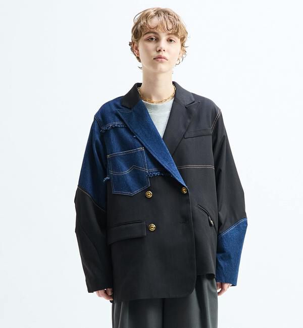 Soffitto「《別注》【AULA AILA/アウラ アイラ】CHECK DENIM COMBONATON JACKET」|テーラードジャケット|