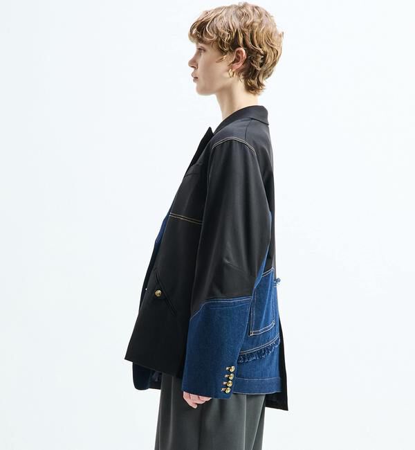 Soffitto「《別注》【AULA AILA/アウラ アイラ】CHECK DENIM COMBONATON JACKET」|テーラードジャケット|