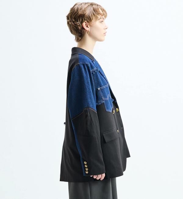 Soffitto「《別注》【AULA AILA/アウラ アイラ】CHECK DENIM COMBONATON JACKET」|テーラードジャケット|