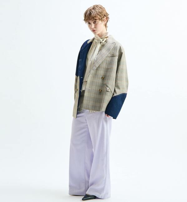 Soffitto「《別注》【AULA AILA/アウラ アイラ】CHECK DENIM COMBONATON JACKET」|テーラードジャケット|