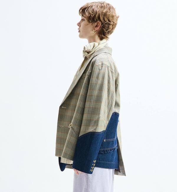 Soffitto「《別注》【AULA AILA/アウラ アイラ】CHECK DENIM COMBONATON JACKET」|テーラードジャケット|