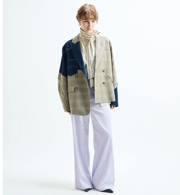 Soffitto「《別注》【AULA AILA/アウラ アイラ】CHECK DENIM COMBONATON JACKET」|テーラードジャケット|