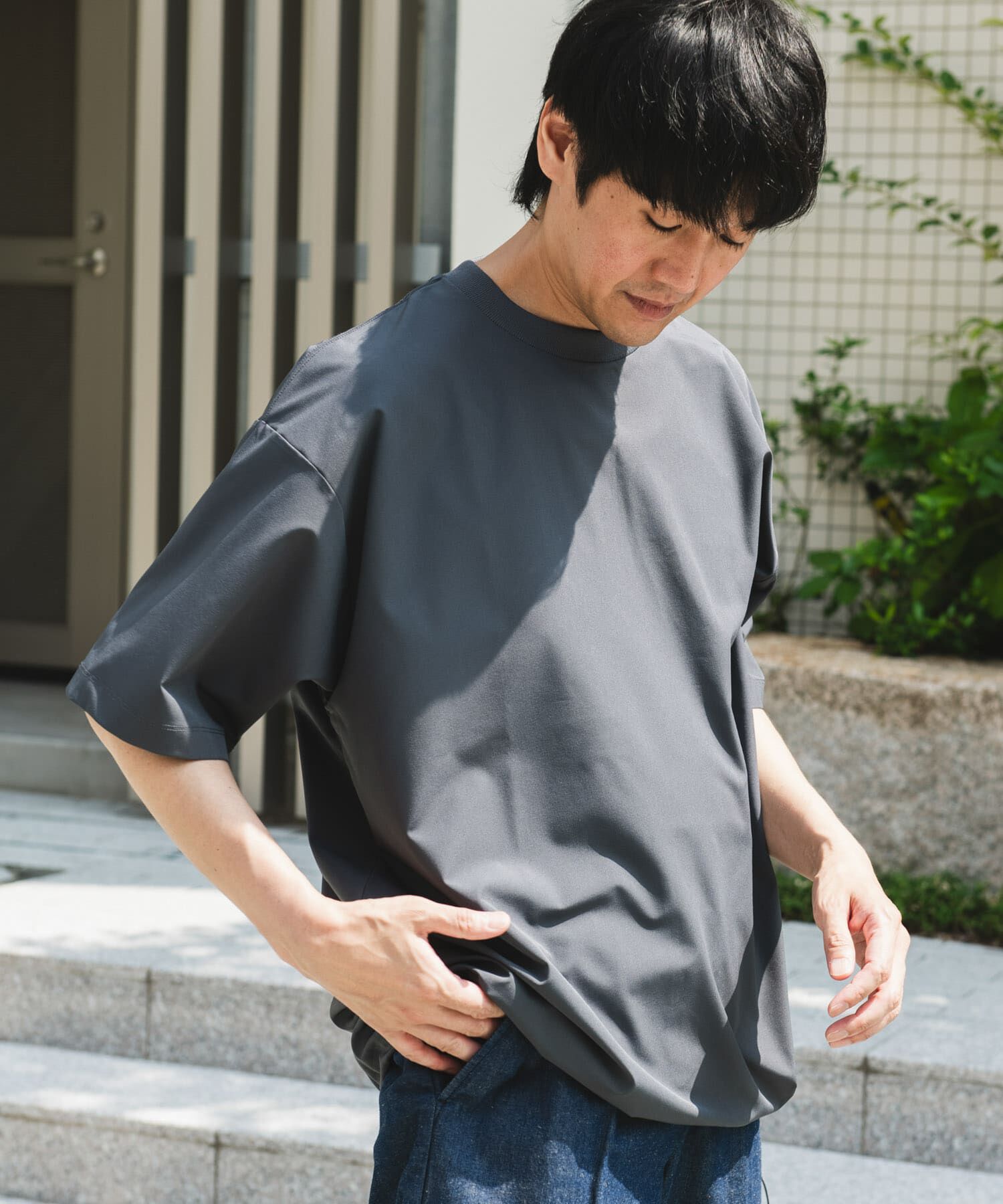 URBAN RESEARCH DOORS「『吸水速乾/UVカット/防シワ』ダブルクロス ストレッチプルオーバー」|Tシャツ・カットソー|