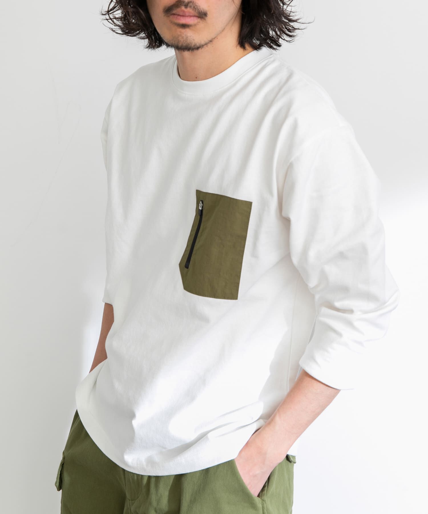 Sonny Label 「ナイロンポケット切替ロングスリーブTEE」|Tシャツ・カットソー|