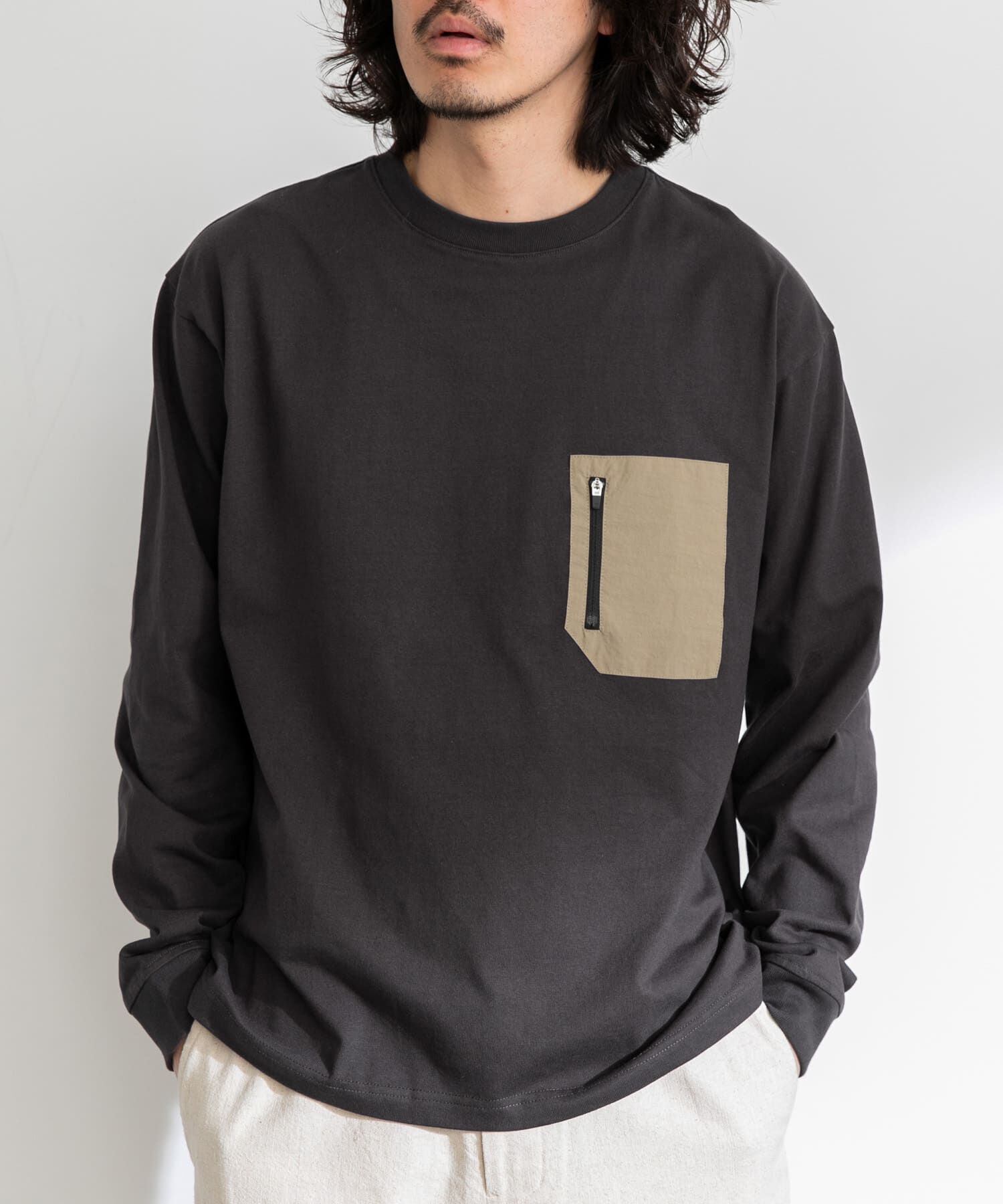 Sonny Label 「ナイロンポケット切替ロングスリーブTEE」|Tシャツ・カットソー|