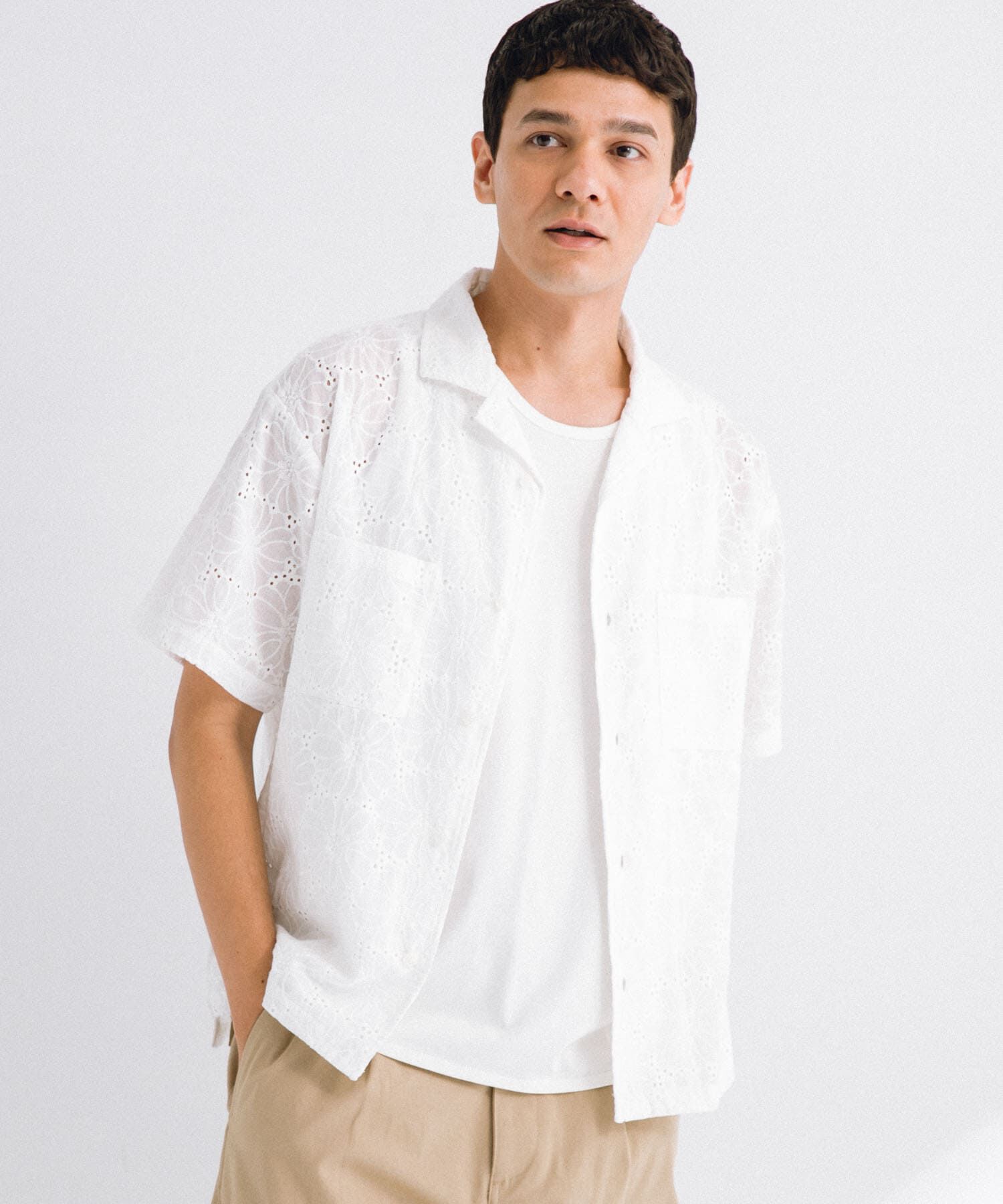 Sonny Label 「レース刺繍ショートスリーブシャツ」|シャツ・ブラウス|