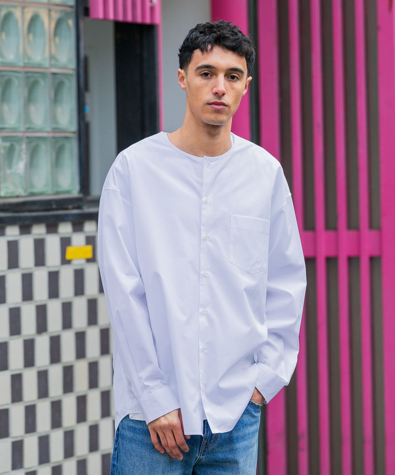 URBAN RESEARCH「new basic THOMAS MASON NOCOLLAR SHIRTS」|シャツ・ブラウス|