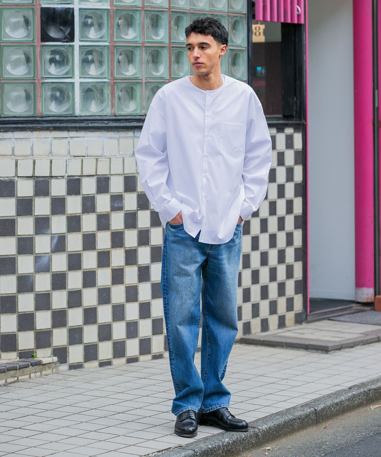 URBAN RESEARCH「new basic THOMAS MASON NOCOLLAR SHIRTS」|シャツ・ブラウス|