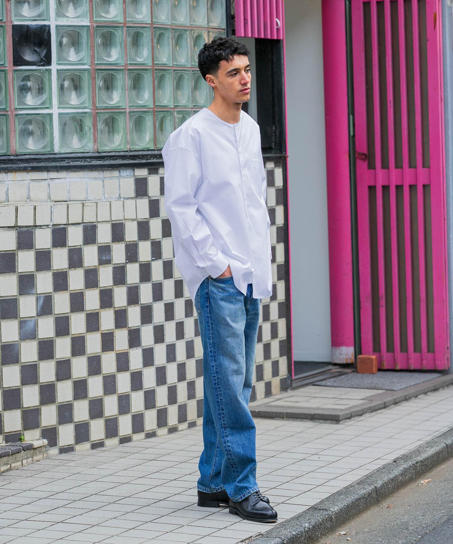 URBAN RESEARCH「new basic THOMAS MASON NOCOLLAR SHIRTS」|シャツ・ブラウス|