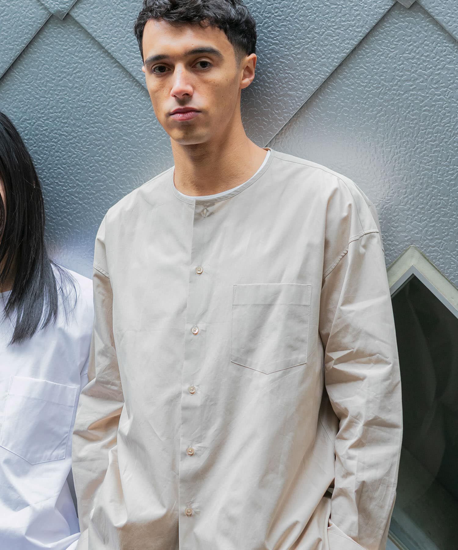 URBAN RESEARCH「new basic THOMAS MASON NOCOLLAR SHIRTS」|シャツ・ブラウス|ベージュ