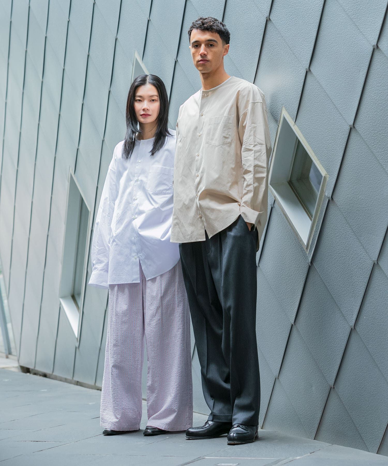 URBAN RESEARCH「new basic THOMAS MASON NOCOLLAR SHIRTS」|シャツ・ブラウス|