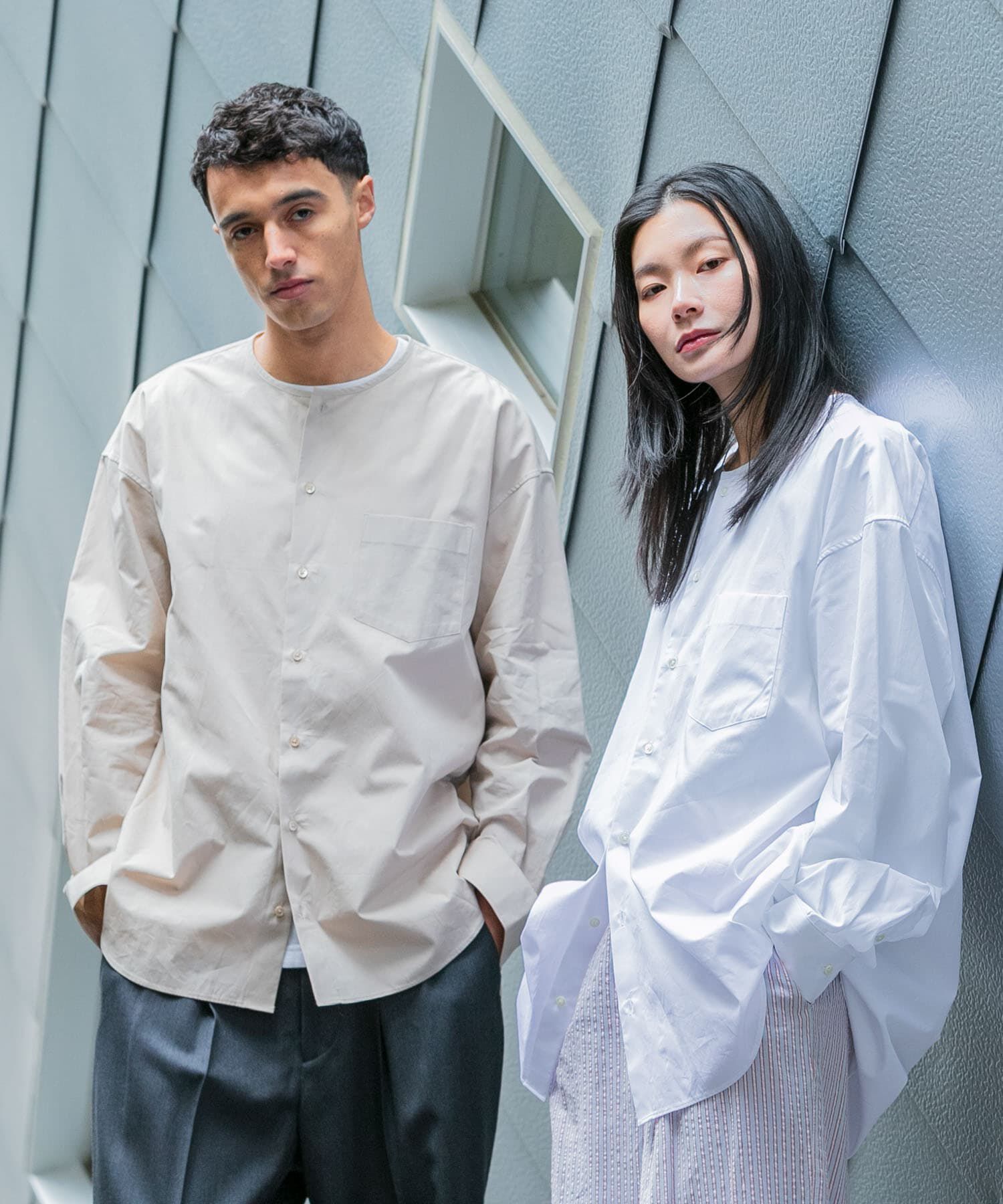 URBAN RESEARCH「new basic THOMAS MASON NOCOLLAR SHIRTS」|シャツ・ブラウス|