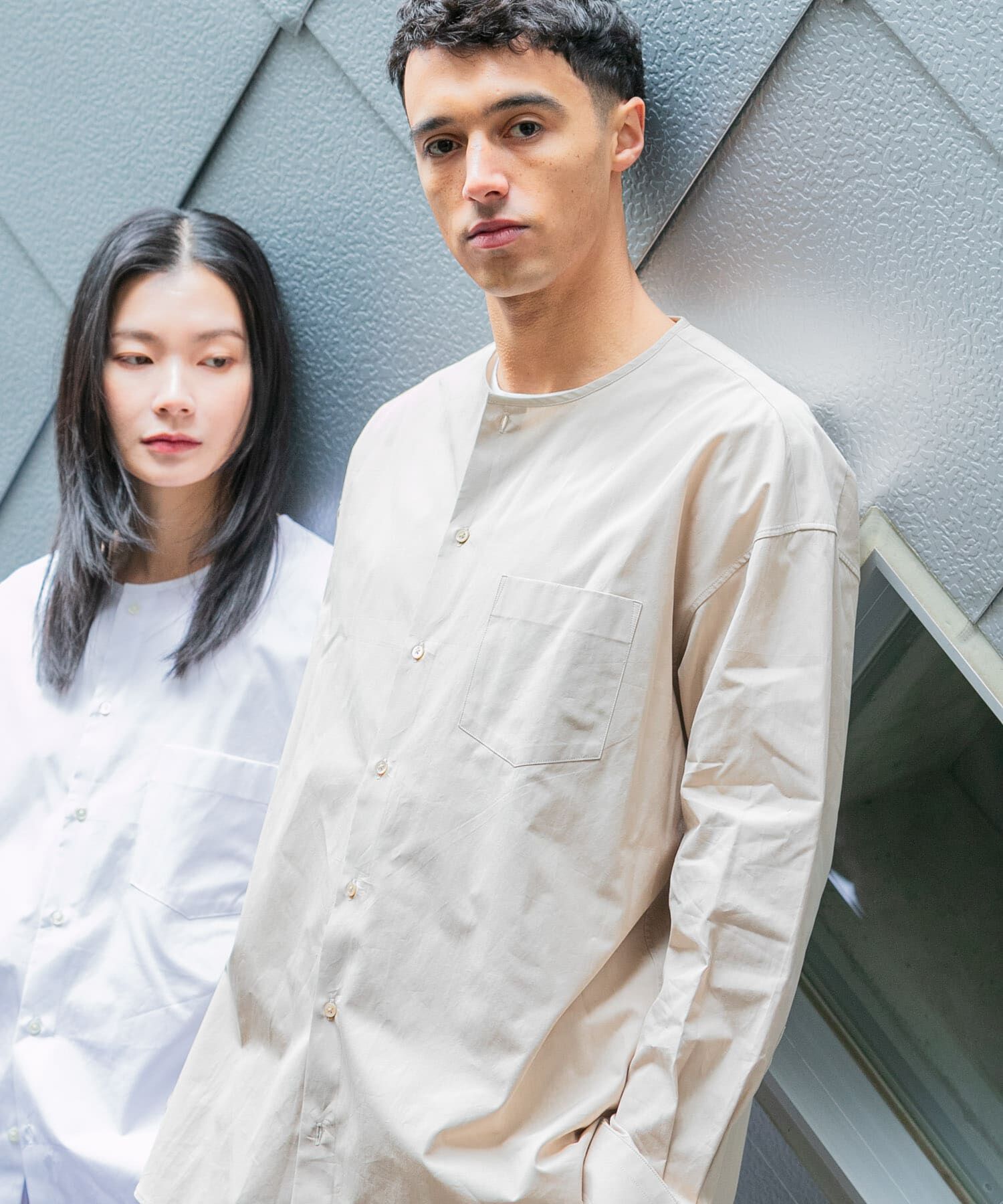 URBAN RESEARCH「new basic THOMAS MASON NOCOLLAR SHIRTS」|シャツ・ブラウス|