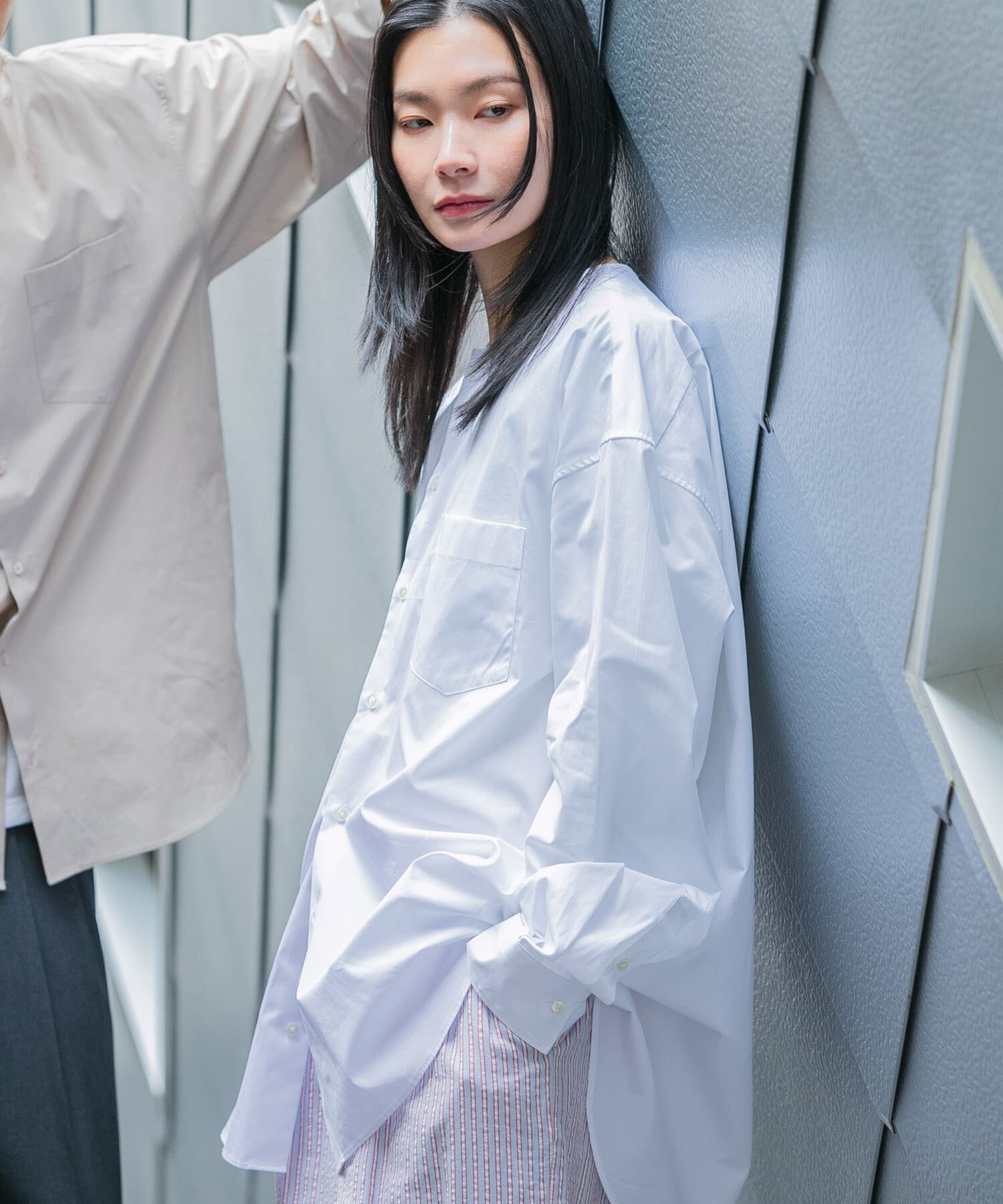 URBAN RESEARCH「new basic THOMAS MASON NOCOLLAR SHIRTS」|シャツ・ブラウス|