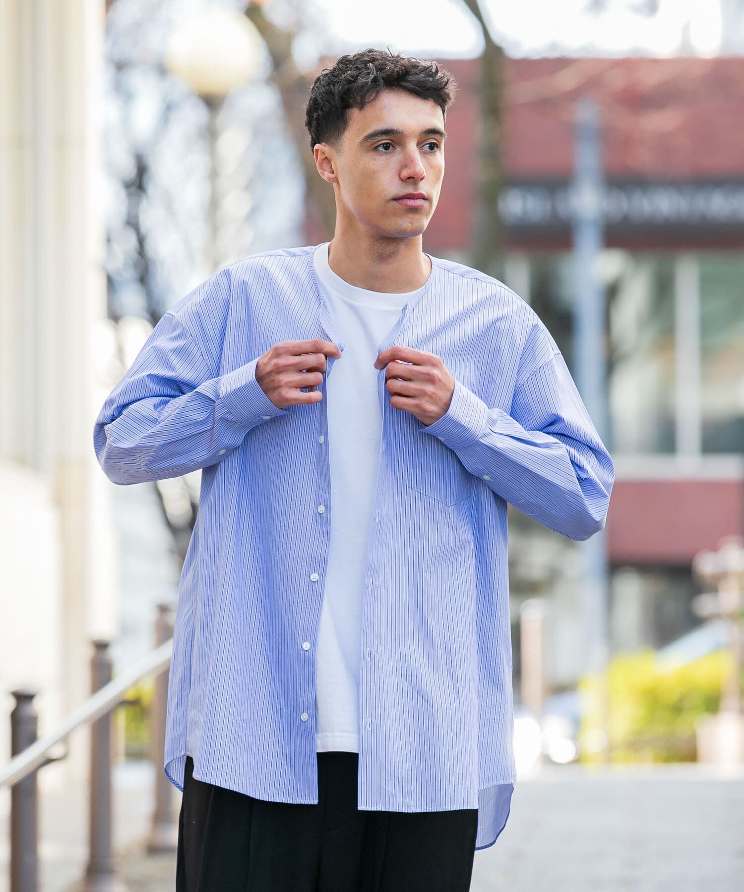 URBAN RESEARCH「new basic THOMAS MASON NOCOLLAR SHIRTS」|シャツ・ブラウス|