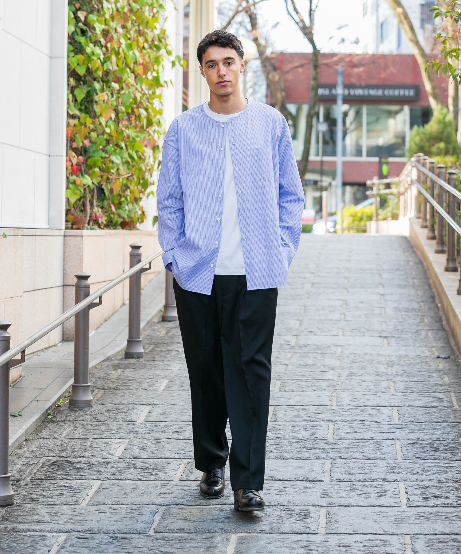 URBAN RESEARCH「new basic THOMAS MASON NOCOLLAR SHIRTS」|シャツ・ブラウス|