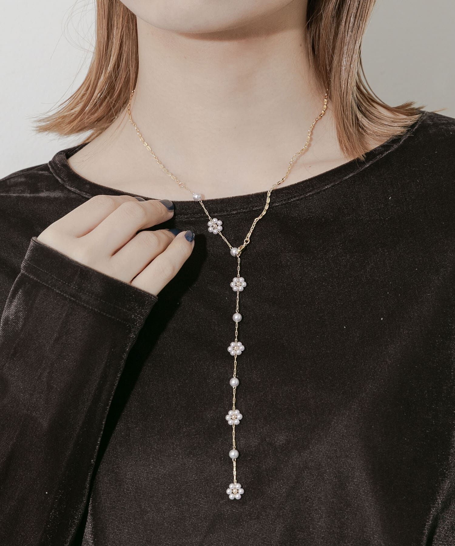 SMELLY「パールフラワーYネックレス」|ネックレス|