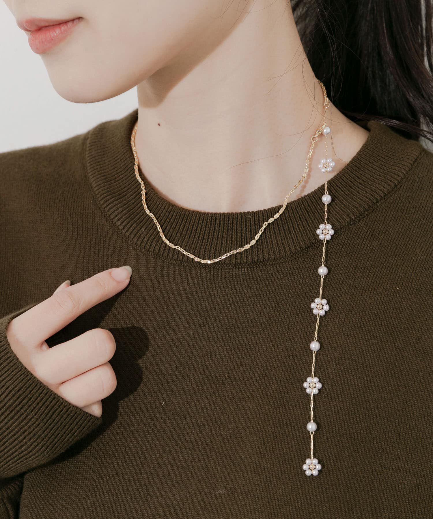 SMELLY「パールフラワーYネックレス」|ネックレス|