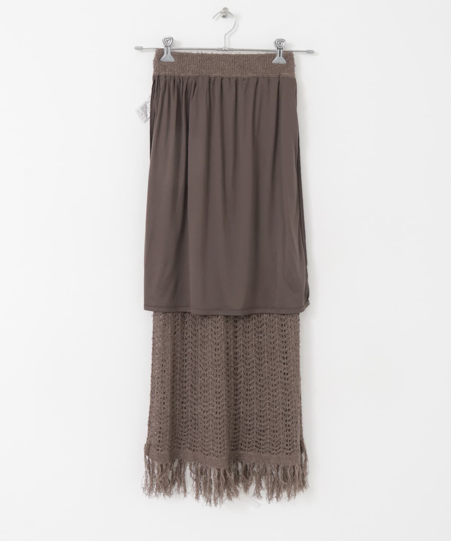  「フリンジ透かし編みニットスカート」|スカート|