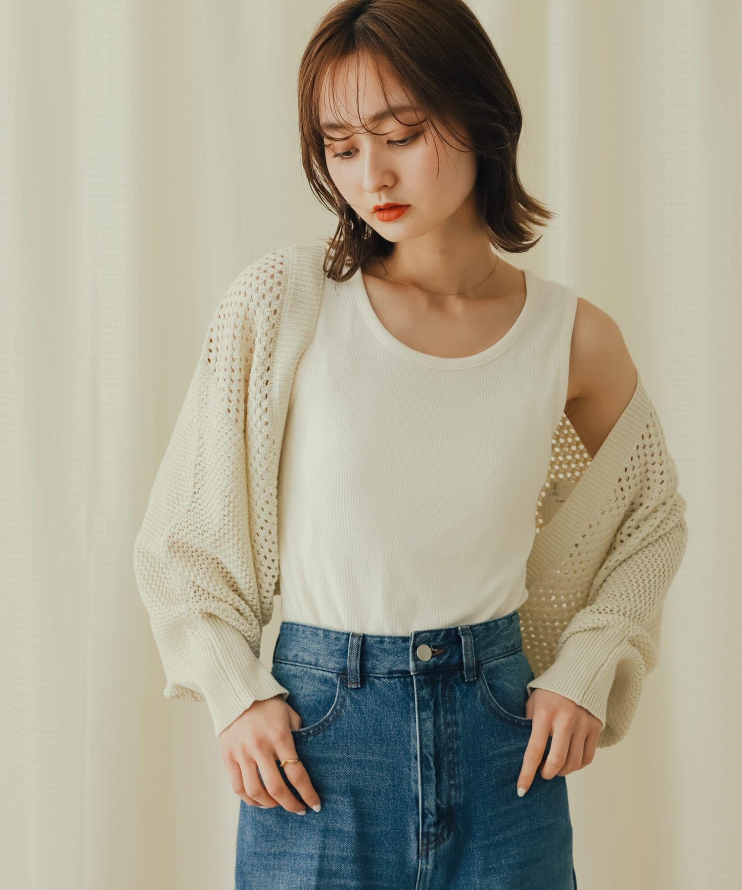 SENSE OF PLACE by URBAN RESEARCH「ラメバックオープンメッシュボレロ」|カーディガン|