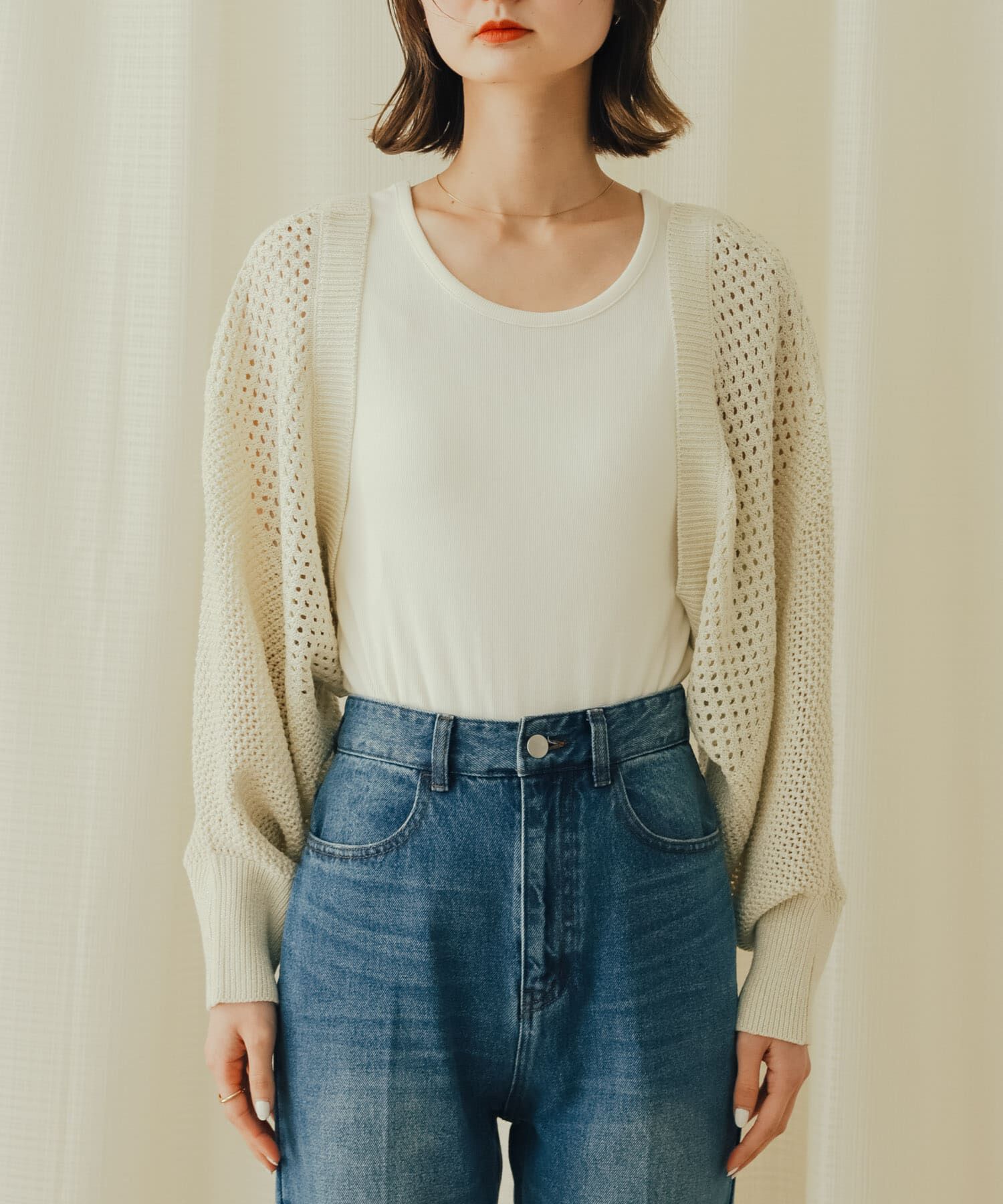 SENSE OF PLACE by URBAN RESEARCH「ラメバックオープンメッシュボレロ」|カーディガン|