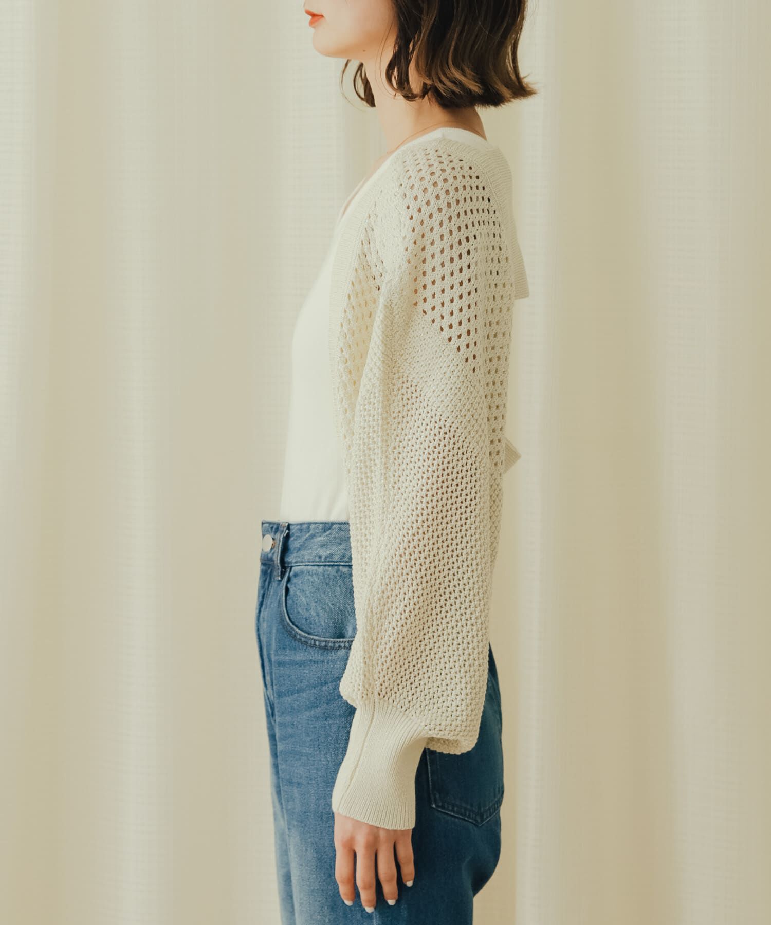 SENSE OF PLACE by URBAN RESEARCH「ラメバックオープンメッシュボレロ」|カーディガン|