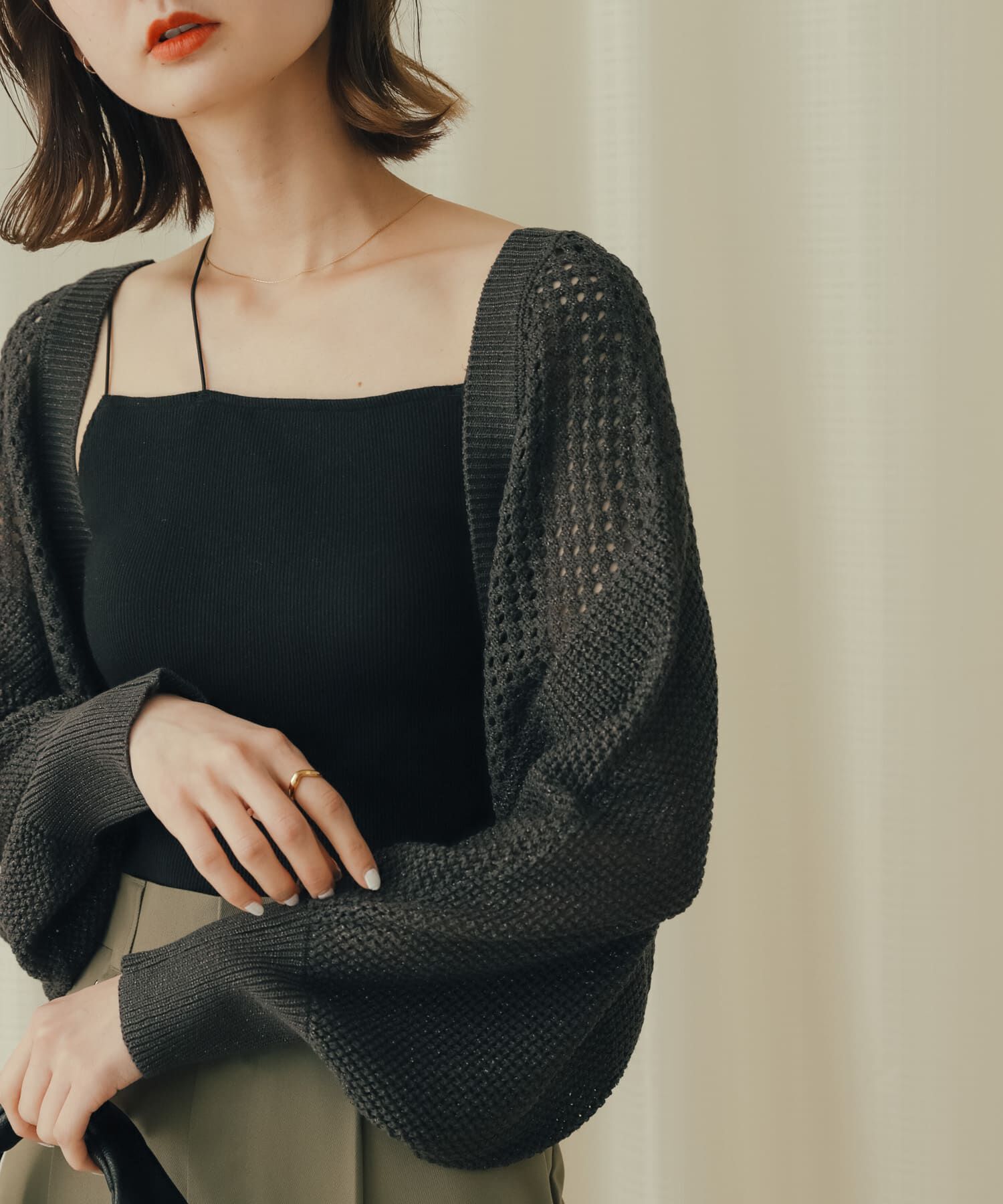 SENSE OF PLACE by URBAN RESEARCH「ラメバックオープンメッシュボレロ」|カーディガン|