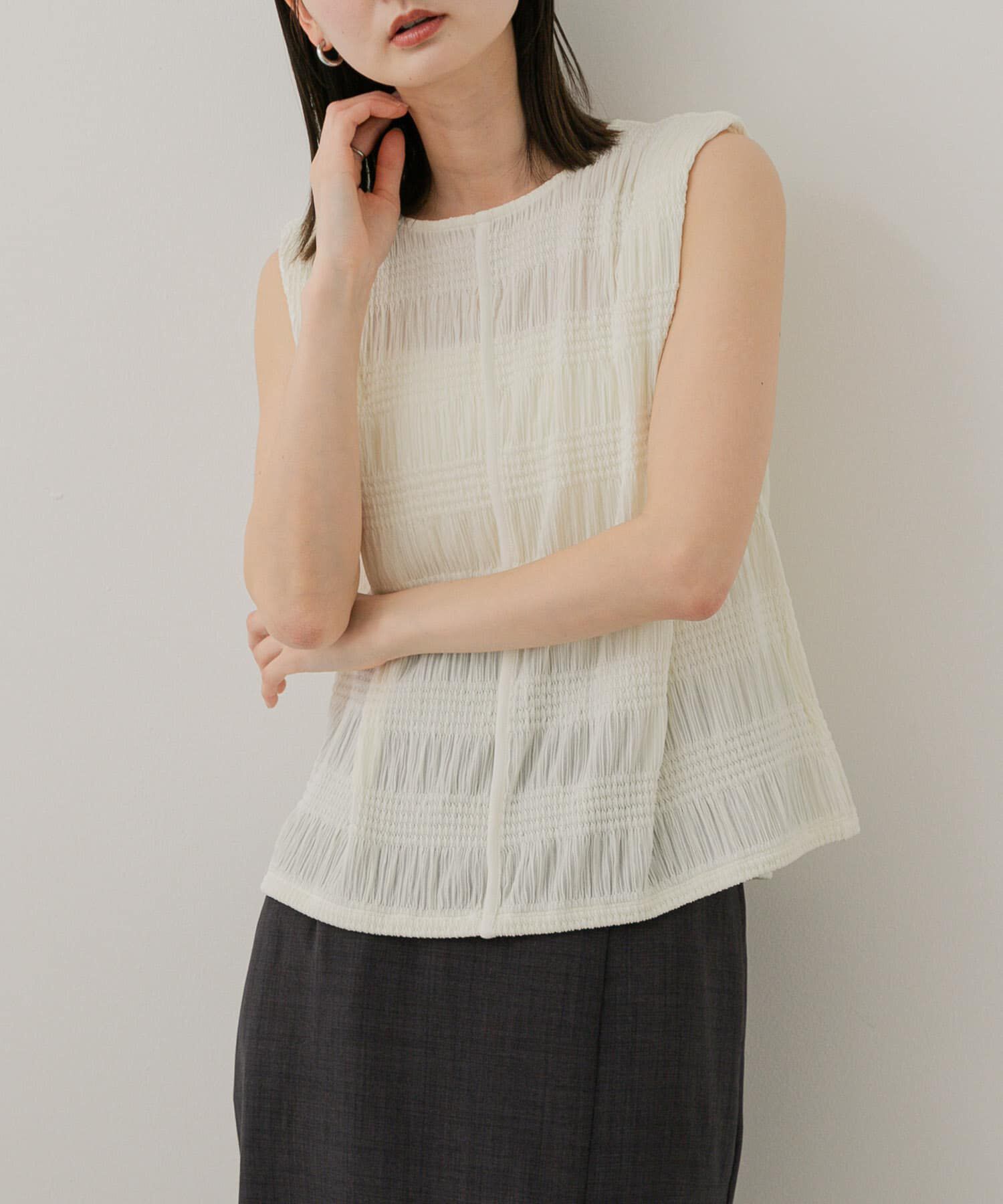 SENSE OF PLACE by URBAN RESEARCH「シャーリングパイピングカットトップ」|Tシャツ・カットソー|アイボリー