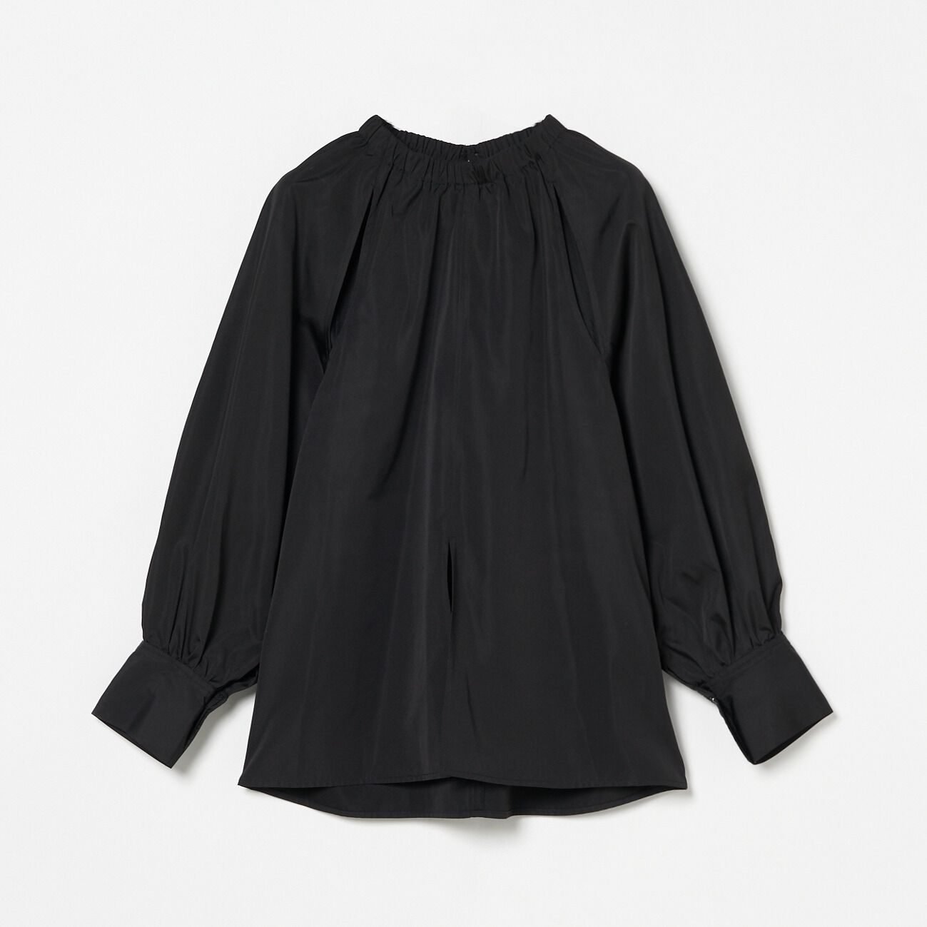 HELIOPOLE「HELIOPOLE CHANBRAY TAFFETA GATHER BLOUSE」|シャツ・ブラウス|ブラック