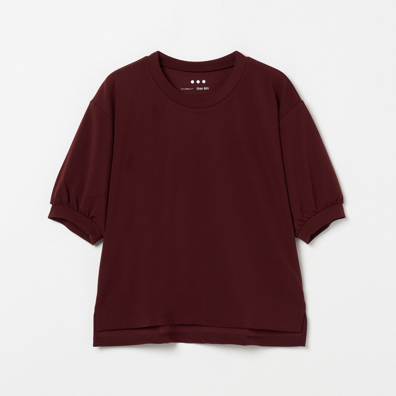  「THREE DOTS Playful outfit puff sleeve tee」|Tシャツ・カットソー|ワイン
