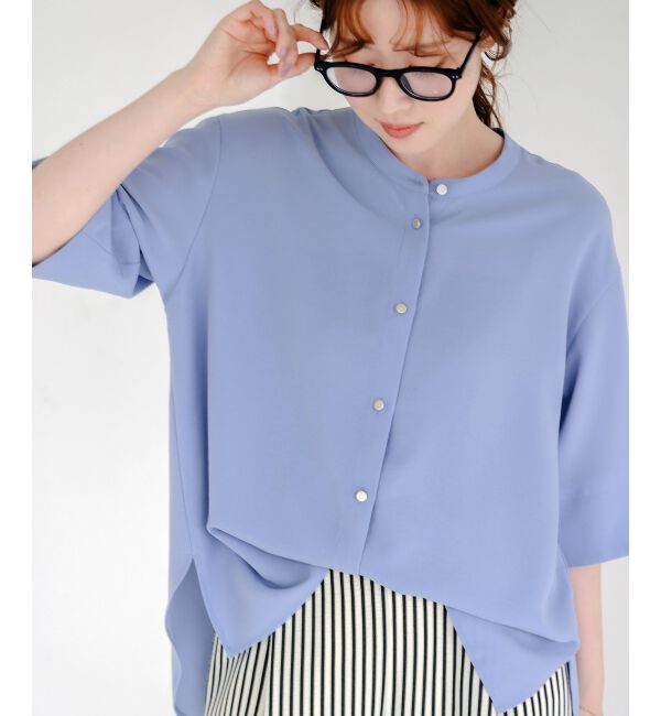  「★NO.1ヒット大人気ブラウス★2WAYジョーゼットブラウス」|シャツ・ブラウス|サックス