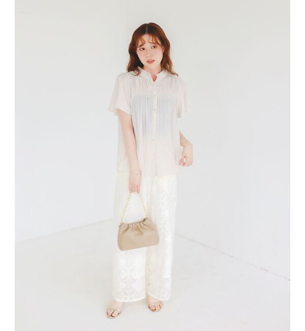  「パウダーサテンシャーリングフレンチブラウス」|シャツ・ブラウス|