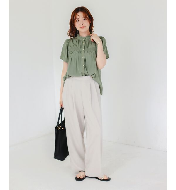  「パウダーサテンシャーリングフレンチブラウス」|シャツ・ブラウス|