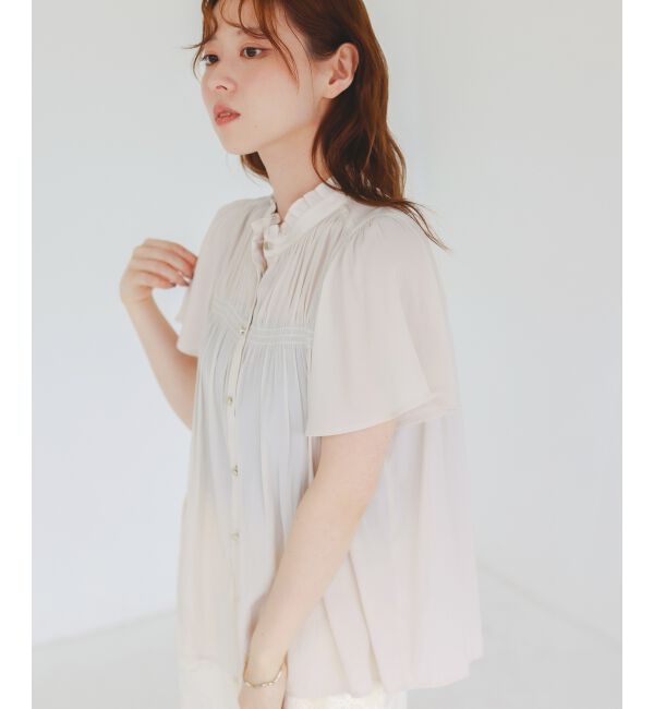  「パウダーサテンシャーリングフレンチブラウス」|シャツ・ブラウス|