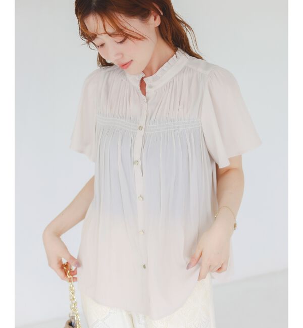  「パウダーサテンシャーリングフレンチブラウス」|シャツ・ブラウス|