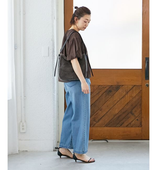  「《手洗い可能》サテンノーカラーバルーンブラウス」|シャツ・ブラウス|