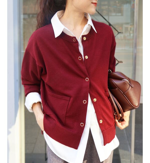  「リングボタンクルーカーディガン」|カーディガン|