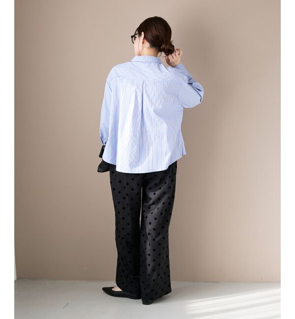  「《WEB・一部店舗限定》AL ストライプフロントフリルブラウス」|シャツ・ブラウス|