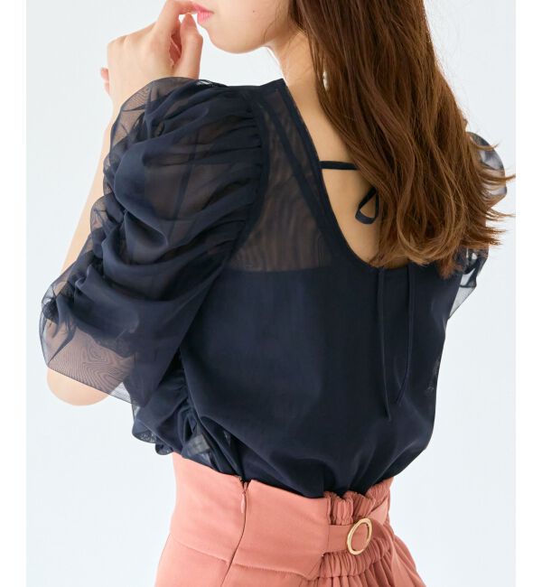 MAJESTICLEGON「ギャザーボリュームチュールトップス」|Tシャツ・カットソー|