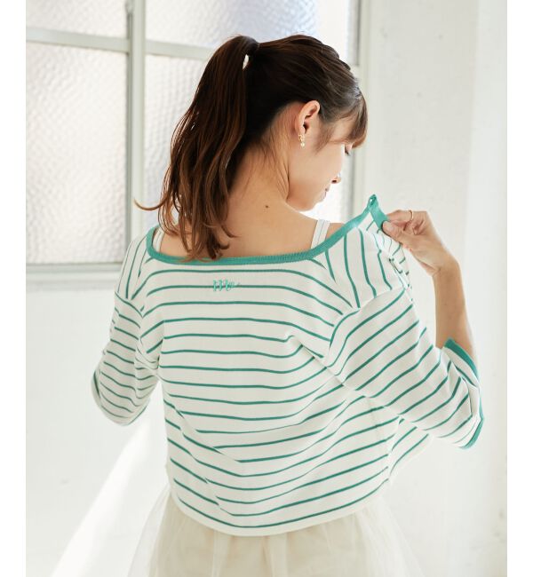 MAJESTICLEGON「クロップドボーダーカーディガン」|カーディガン|