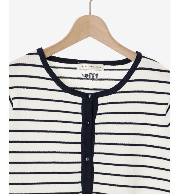 MAJESTICLEGON「クロップドボーダーカーディガン」|カーディガン|