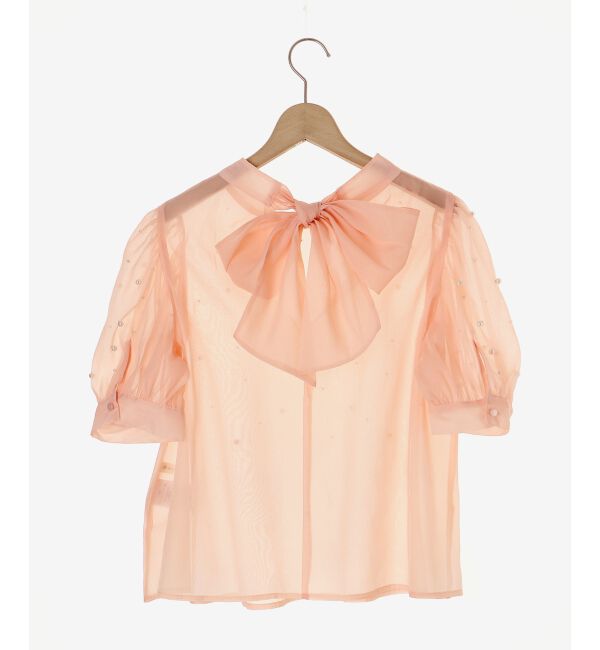 MAJESTICLEGON「バックリボンパールシアーブラウス」|シャツ・ブラウス|