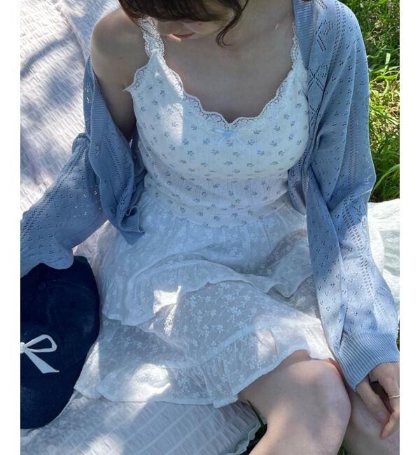 MAJESTICLEGON「リボン透かし編みカーディガン」|カーディガン|