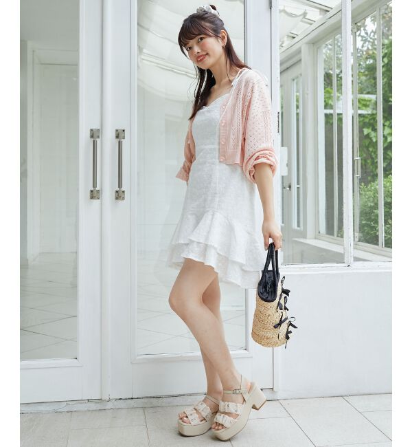 MAJESTICLEGON「リボン透かし編みカーディガン」|カーディガン|