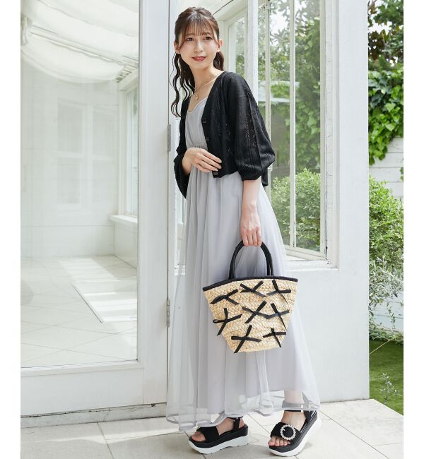 MAJESTICLEGON「リボン透かし編みカーディガン」|カーディガン|